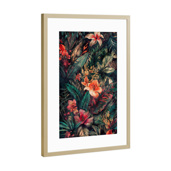 Poster mit Rahmen Gold "Blumen und Blätter T" artboxONE - Natur,Floral - Natur,Blumen,Blumen,Botanische,Blätter,Blatt,Blumen,Garten