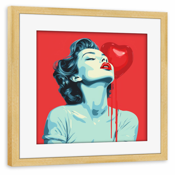 Poster mit Rahmen kiefer "LIEBE KÜSSE" artboxONE - Schwarzweiß,Streetart,Für Mama