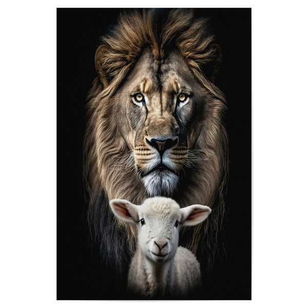 Poster "Lion and the lamb" artboxONE - Tiere - Lion and the lamb,Lion,Lamb,Christ,Jesus,God,Prophecy,Bible,Easter weekend,Genesis,Christianity,Cross