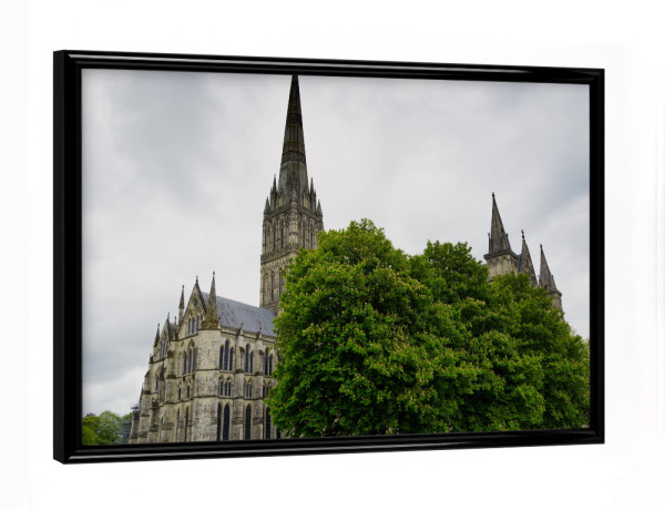 Poster mit schwarzem Rahmen "Kathedrale von Salisbury, England" artboxONE - Architektur