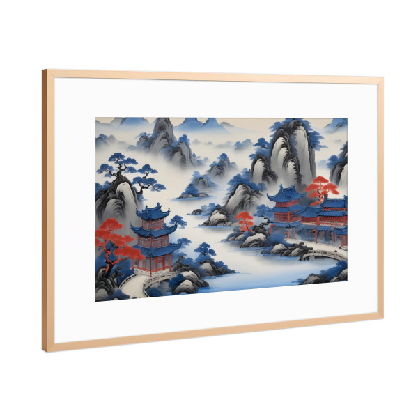 Poster mit Rahmen Kupfer "Edle chinoiserie Landschaft" artboxONE - Reise / Asien