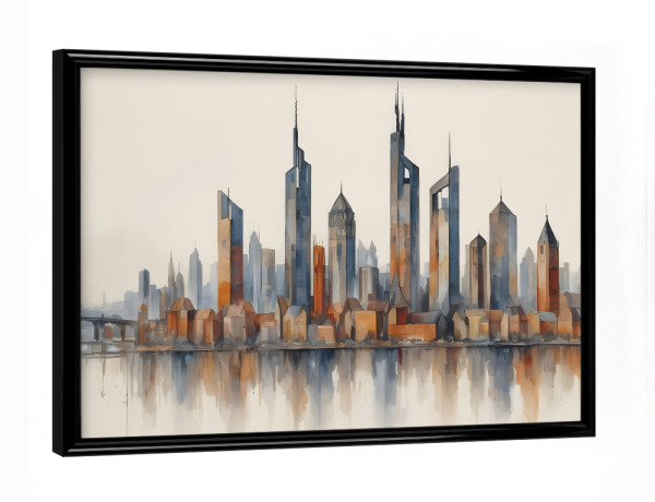 Poster mit schwarzem Rahmen "Abstrakte Frankfurter Skyline" artboxONE - Architektur,Städte / Frankfurt