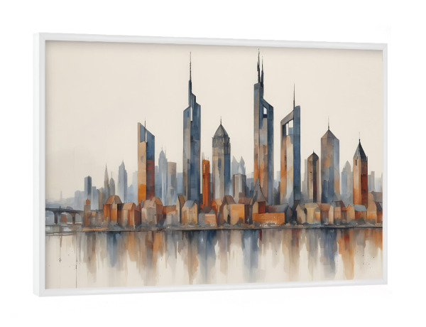 Poster mit weißem Rahmen "Abstrakte Frankfurter Skyline" artboxONE - Architektur,Städte / Frankfurt