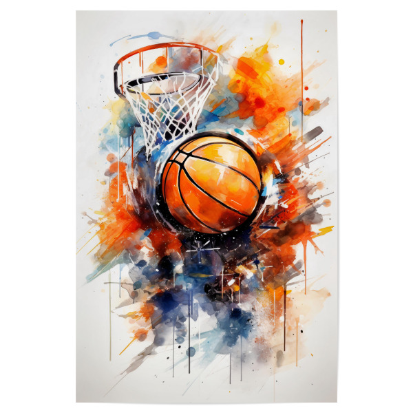 Poster "Basketball Watercolor (matart)" artboxONE - Sport - Basketball,Korb,Ball,Basketballspieler,Nba,Spieler,Mannschaft,Sport,Reifen,Bunt,Aquarell