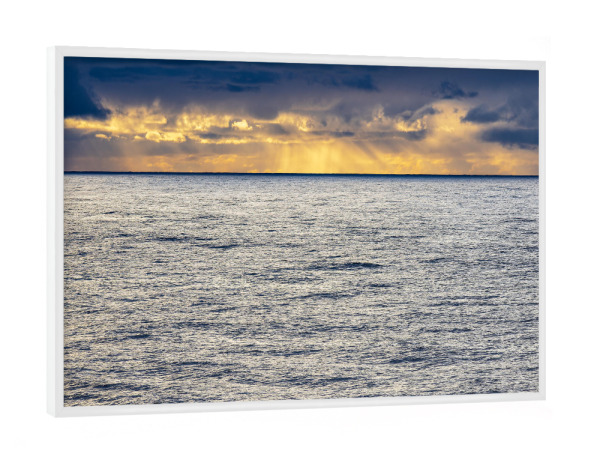 Poster mit weißem Rahmen "Nordsee mit Sonnenuntergang" artboxONE - Natur,Reise,Reise / Strand und Meer