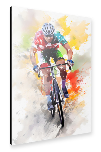 Alu-Dibond "Cycling Watercolor 3 (matart)" 30x20 cm artboxONE