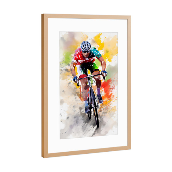 Poster mit Rahmen Kupfer "Cycling Watercolor 3 (matart)" artboxONE - Sport