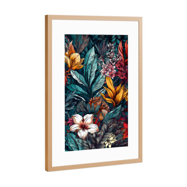 Poster mit Rahmen Kupfer "Blumen und Blätter R" artboxONE - Natur,Floral - Natur,Blumen,Blumen,Botanische,Blätter,Blatt,Blumen,Garten