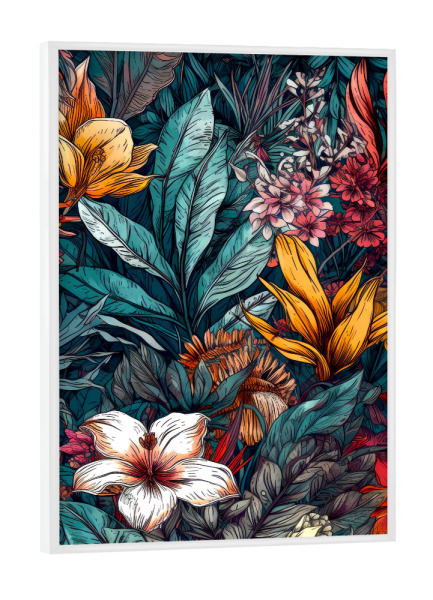 Poster mit weißem Rahmen "Blumen und Blätter R" artboxONE - Natur,Floral - Natur,Blumen,Blumen,Botanische,Blätter,Blatt,Blumen,Garten