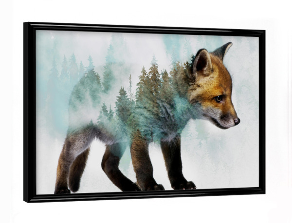 Poster mit schwarzem Rahmen "Fox and Forest (matart)" artboxONE - Natur,Tiere - Fuchs,Füchse,Tier,Tiere,Natur,Wild,Wald