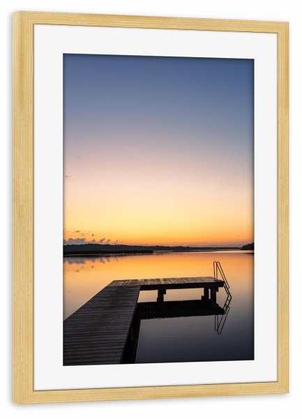 Poster mit Rahmen kiefer "Sonnenaufgang mit Badesteg" artboxONE - Natur,Reise