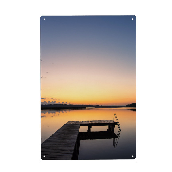 Metall Poster "Sonnenaufgang mit Badesteg" artboxONE - Natur,Reise