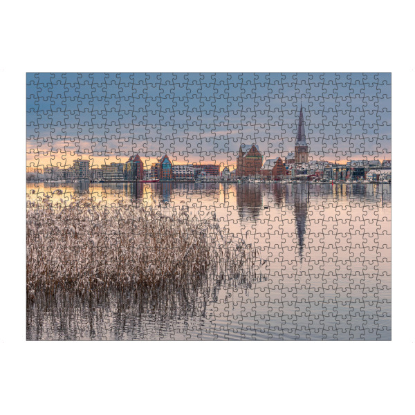 Puzzle Ravensburger "Schilf, Stadt, Schnee, Fluss" artboxONE - Städte,Natur,Reise,Architektur
