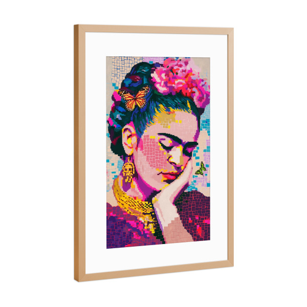 Poster mit Rahmen Kupfer "Frida Mosaik" artboxONE - Floral,Abstrakt,Menschen