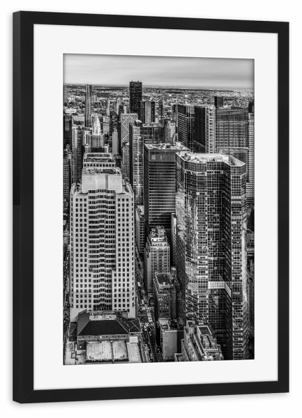 Poster mit Rahmen schwarz "Wolkenkratzer NY" artboxONE - Städte / New York,Architektur,Reise / Länder