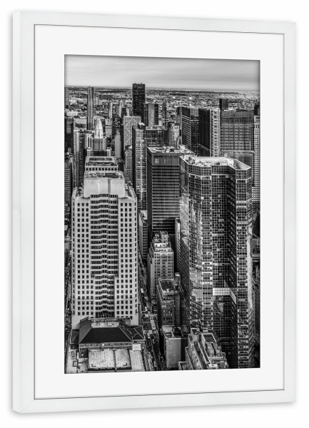 Poster mit Rahmen weiß "Wolkenkratzer NY" artboxONE - Städte / New York,Architektur,Reise / Länder