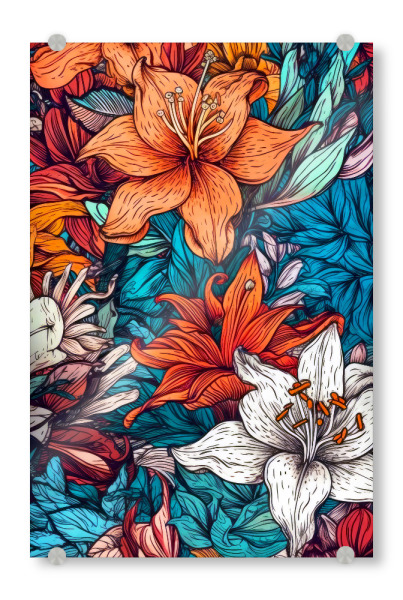 Acrylglasbild "Blumen und Blätter Z" artboxONE - Natur,Floral - Natur,Blumen,Blumen,Botanische,Blätter,Blatt,Blumen,Garten