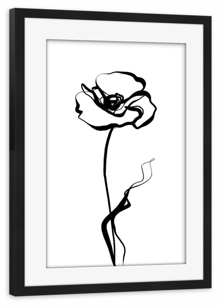 Poster mit Rahmen schwarz "Mohnlinien-Kunst" artboxONE - Natur,Floral,Abstrakt