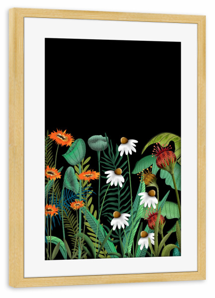 Poster mit Rahmen kiefer "Dunkle Wünsche" artboxONE - Floral