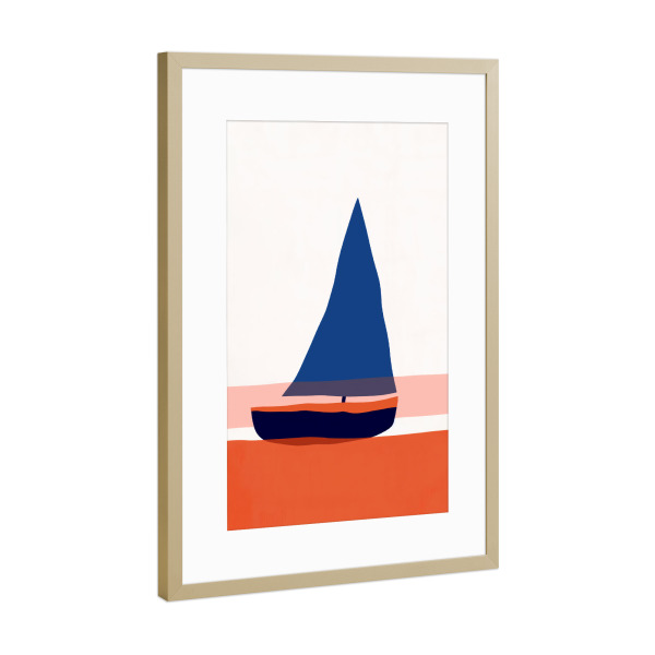 Poster mit Rahmen Gold "Kleines Boot" artboxONE - Natur,Geometrie,Reise / Strand und Meer