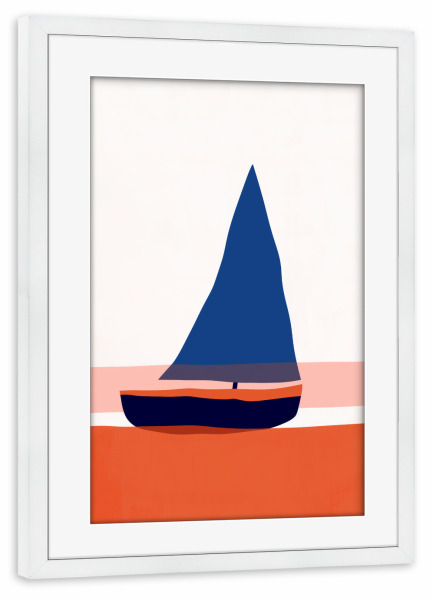 Poster mit Rahmen weiß "Kleines Boot" artboxONE - Natur,Geometrie,Reise / Strand und Meer