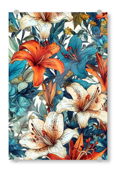 Acrylglasbild "Blumen und Blätter U" artboxONE - Natur,Floral - Natur,Blumen,Botanische,Blätter,Blatt,Garten