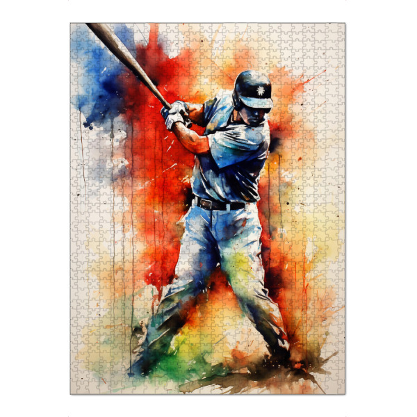 Puzzle Ravensburger "Baseball Watercolor 3 (matart)" artboxONE - Sport - Baseball,Mlb,Major league baseball,Ball,Mannschaft,Sport,Bunt,Aquarell