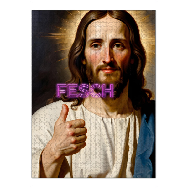 Puzzle Ravensburger "Daumen hoch Jesus Motiv: fesch" artboxONE - Typografie,Menschen