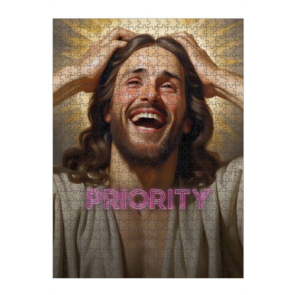 Puzzle Ravensburger "Jesus lacht über priority" artboxONE - Typografie,Menschen