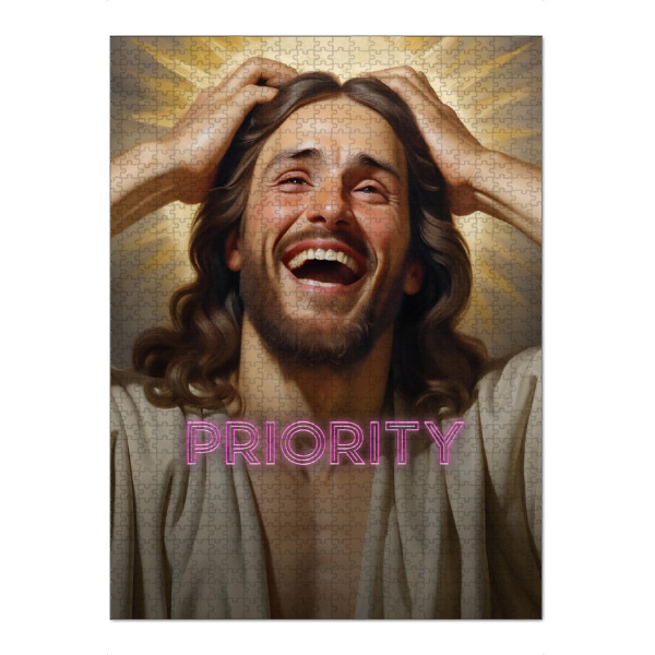 Puzzle Ravensburger "Jesus lacht über priority" artboxONE - Typografie,Menschen