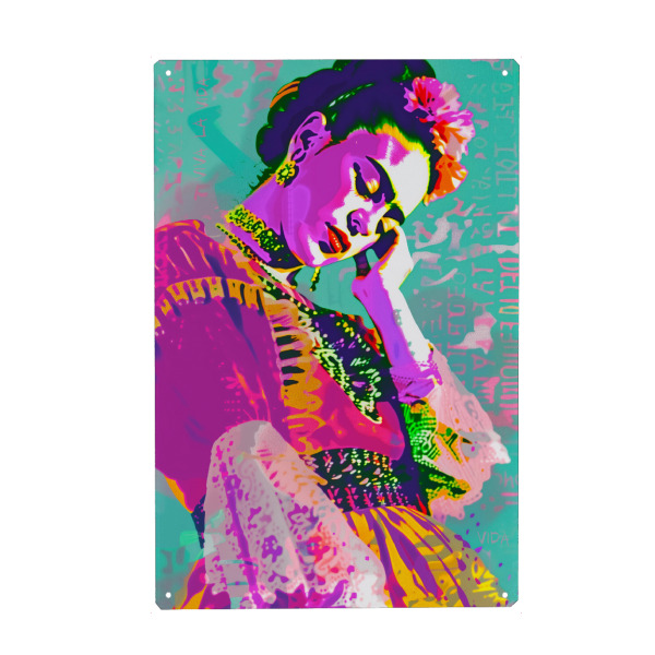 Metall Poster "Bunte popart Frida" artboxONE - Floral,Abstrakt,Menschen