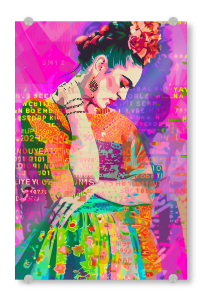 Acrylglasbild "Frida popart floral" artboxONE - Floral,Abstrakt,Menschen