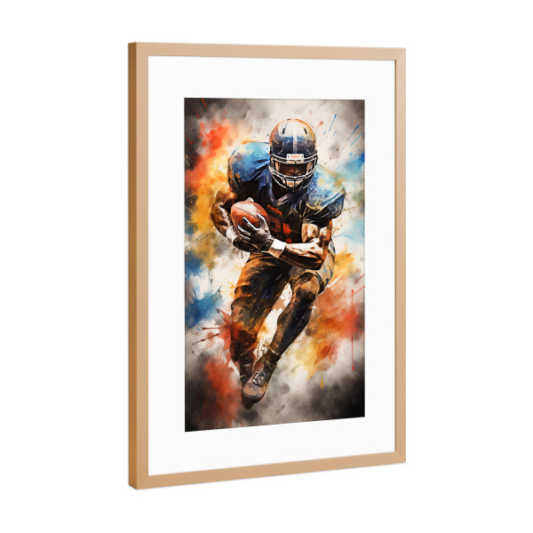 Poster mit Rahmen Kupfer "AF Watercolor 2 (matart)" artboxONE - Sport - American football,American,Football,Player,Ball,Team,Sport,Colorful,Watercolor