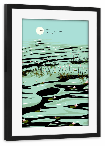 Poster mit Rahmen schwarz "Verträumter See" artboxONE - Natur