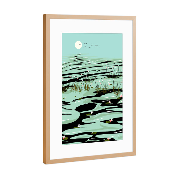 Poster mit Rahmen Kupfer "Verträumter See" artboxONE - Natur