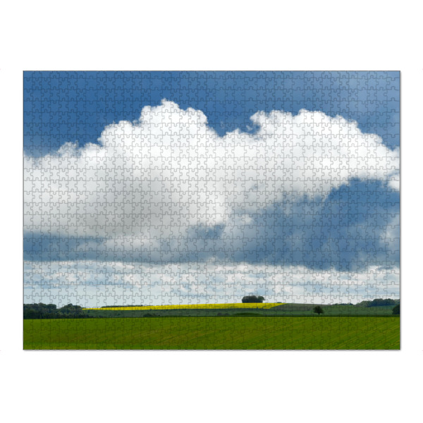 Puzzle Ravensburger "Schönwetterwolke über einem Feld" artboxONE - Natur,Reise - Wolke,Feld,Rapsfeld,Wiese,Landschaft,Natur,Himmel,Sommer,Cumulus