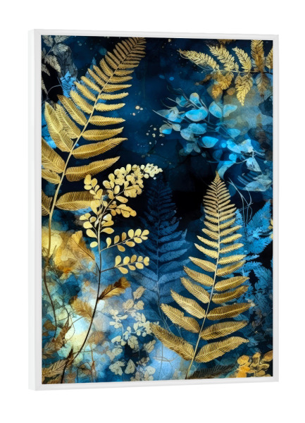 Poster mit weißem Rahmen "Farne Naturkunst B" artboxONE - Natur,Floral - Farn,Farne,Flora,Natur,Botanisch,Wald