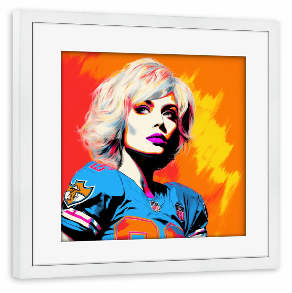 Poster mit Rahmen weiß "SUPER BOWL FRAU" artboxONE - Menschen,Fashion,Für Mama - Super bowl,Frau,Orange,Kunst,Künstlerisch,Pop-art,Malerei