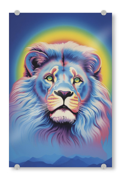 Acrylglasbild "Rainbow lion watercolor" artboxONE - Natur,Tiere - Rainbow lion,Lion,Magical,Animal,Watercolor,Colorful,Fantasy