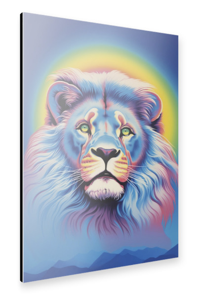 Alu-Dibond "Rainbow lion watercolor" 30x20 cm artboxONE