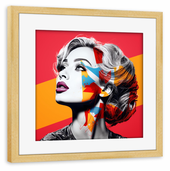 Poster mit Rahmen kiefer "FASHION SUPER BOWL" artboxONE - Abstrakt,Menschen,Fashion - Mode,Super bowl,Usa,Fußball,Frau,Gesicht,Porträt