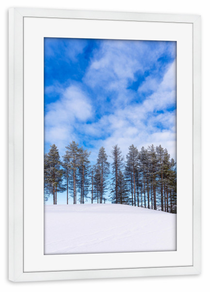 Poster mit Rahmen weiß "Winterlandschaft in Finnland" artboxONE - Natur,Reise,Reise / Länder