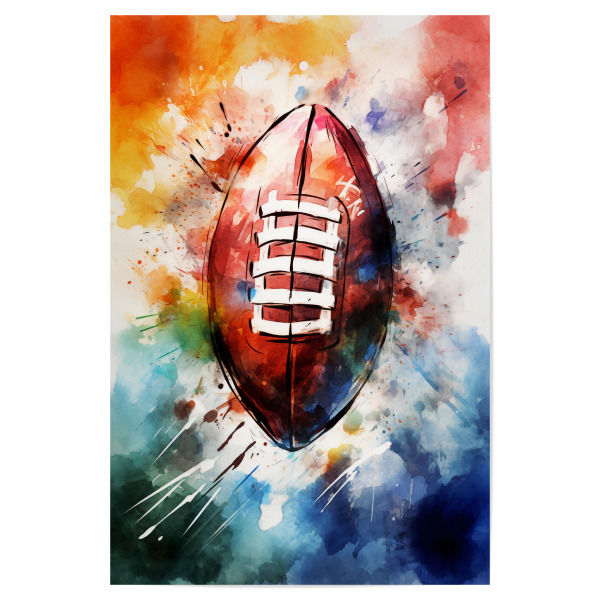 Poster 30x20 cm "AF (NFL) Ball Watercolor (matart)" artboxONE - Sport - American football,American,Football,Player,Ball,Team,Sport,Colorful,Watercolor
