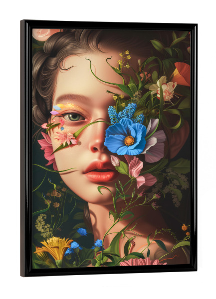 Poster mit schwarzem Rahmen "Blumige Collage" artboxONE - Floral,Abstrakt,Menschen