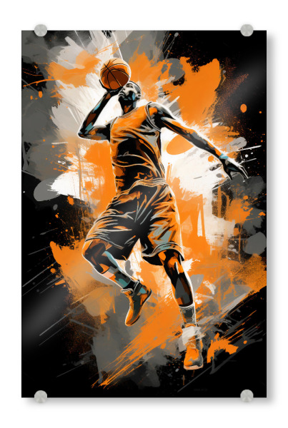 Acrylglasbild "Basketball Orange 2 (matart)" artboxONE - Sport - Basketball,Basket,Ball,Basketball player,Nba,Player,Team,Sport,Orange,Modern