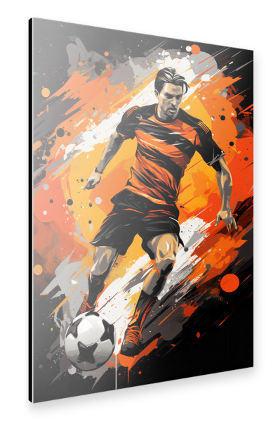 Alu-Dibond "Football Orange 2 (matart)" 30x20 cm artboxONE