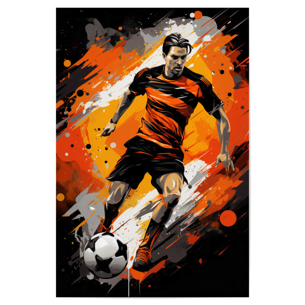 Poster "Football Orange 2 (matart)" artboxONE - Sport / Fußball - Fußball,Fußballspieler,Spieler,Ball,Mannschaft,Sport,Orange,Modern