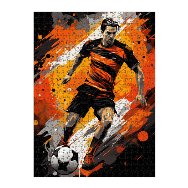 Puzzle Ravensburger "Football Orange 2 (matart)" artboxONE - Sport / Fußball - Fußball,Fußballspieler,Spieler,Ball,Mannschaft,Sport,Orange,Modern