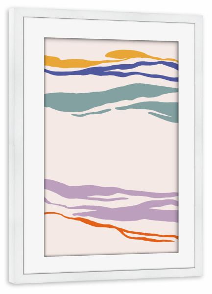 Poster mit Rahmen weiß "Álex Roda - Lines Uno" artboxONE - Abstrakt - Modern,Minimalistisch,Minimalismus,Linie,Line,Pfad,Abstakt
