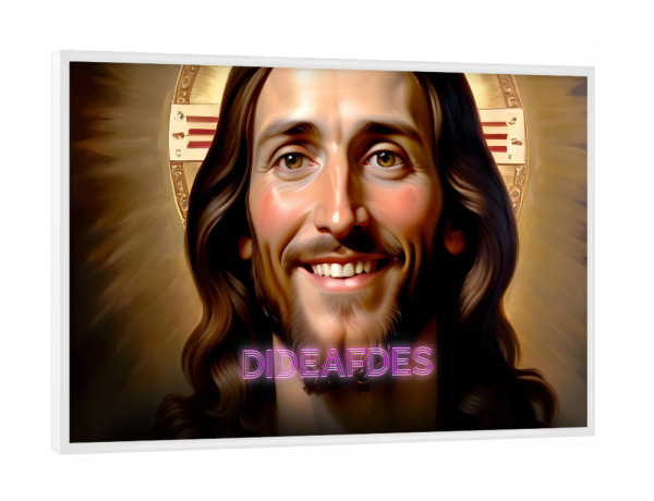 Poster mit weißem Rahmen "Bayrischer Jesus: dideafdes" artboxONE - Typografie,Menschen